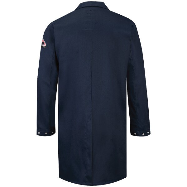Concealed Snap-Front FR Lab Coat in EXCEL FR Blend in Navy